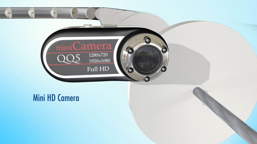 Eine Mini-HD-Kamera in der Förderbandanlage