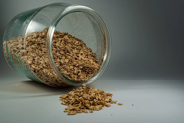 Brown oats in a jar